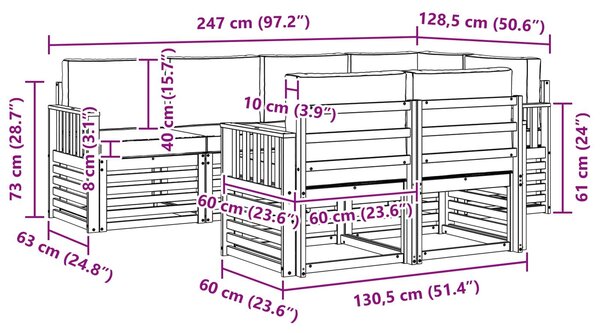VidaXL Szegmentált kanapé szett párnával 7 pcs Természetes és antracit