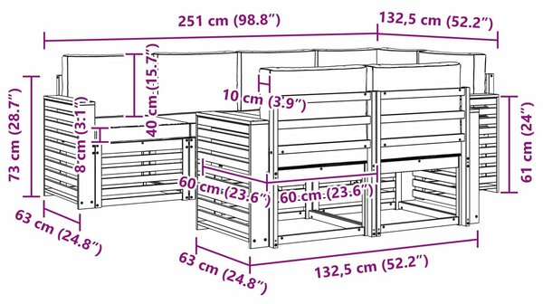 VidaXL Szegmentált kanapé szett párnával 7 pcs Természetes és antracit