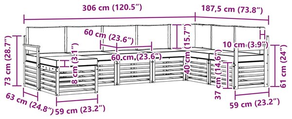 VidaXL Kültéri kanapé szett 8 pcs Természetes és antracit Tömör Akácfa