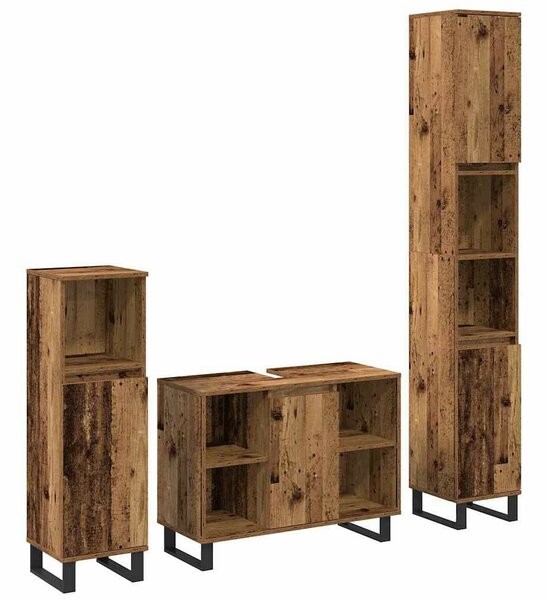 Fürdőszoba bútor szett 3 pcs Barna 30 x 30 x 180 cm Faanyag