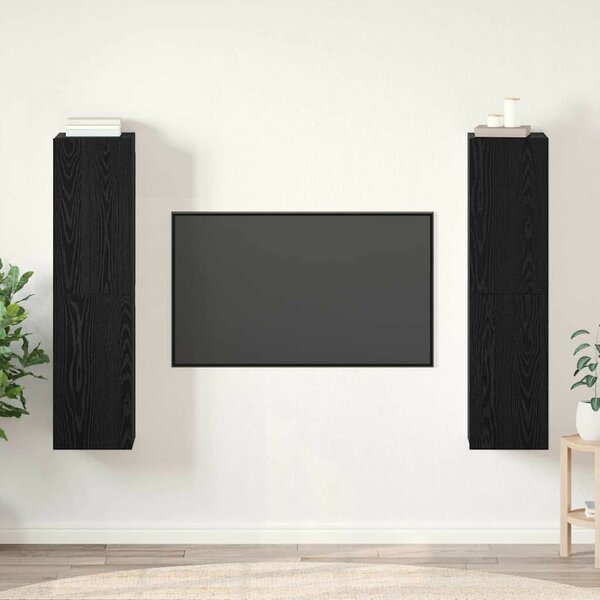 TV Szekrény Szett 4 pcs Musta tammi 30.5 x 30 x 60 cm Faanyag