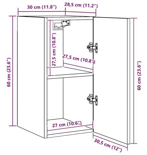TV Szekrény Szett 4 pcs Musta tammi 30.5 x 30 x 60 cm Faanyag