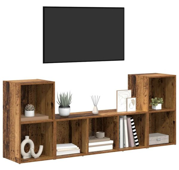 TV szekrény 3 pcs Barna 107 x 35 x 37 cm Faanyag