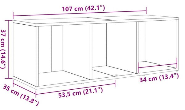 TV szekrény 3 pcs Barna 107 x 35 x 37 cm Faanyag