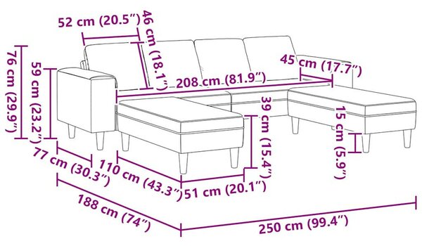 Kanapé Szett 3 pcs Felhős szürke szövet