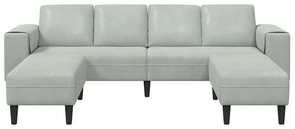 Kanapé Szett 3 pcs Világosszürke Bársony