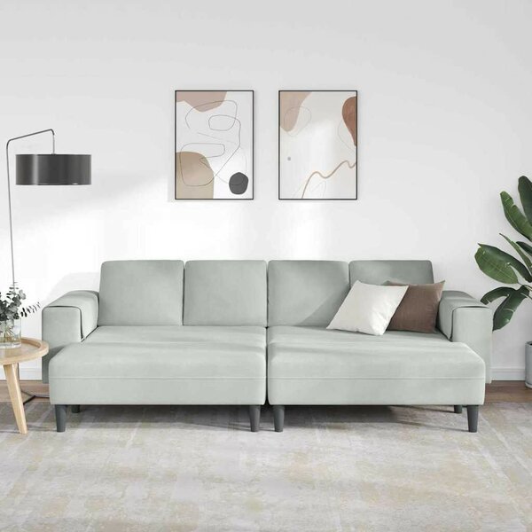 Kanapé Szett 3 pcs Világosszürke Bársony
