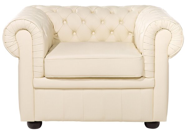 Fotel CHESTERFIELD Bőr Világosbézs