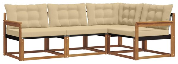 VidaXL Kültéri kanapé szett párnával 4 pcs Természetes és bézs