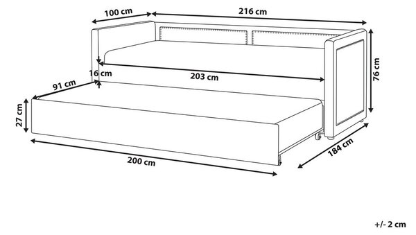 Kihúzható heverő Kordbársony MIMIZAN 90 x 200 cm Sötétszürke