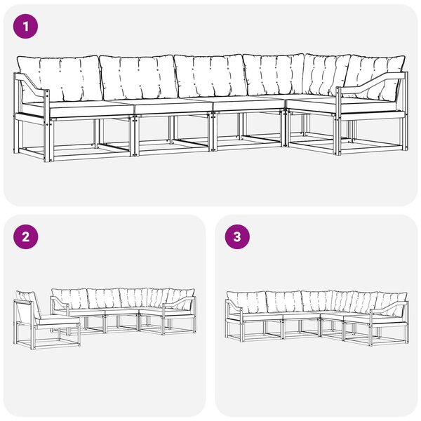 VidaXL Kültéri kanapé szett párnával 5 pcs Fehér és Fekete