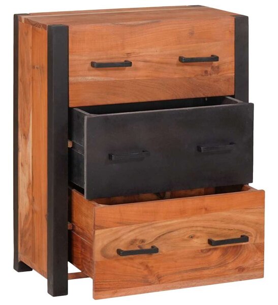 Széf fiókkal 3 pcs Barna 110 x 30 x 75 cm Tömör akácfa