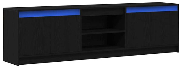 TV szekrény Fekete 182 x 34 x 50 cm Faanyag