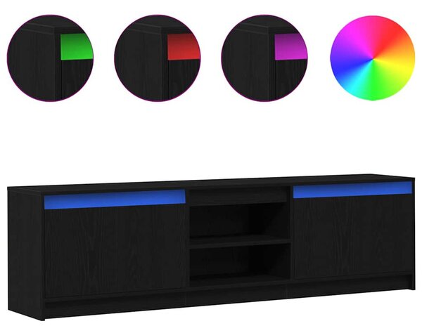 TV szekrény Fekete 182 x 34 x 50 cm Faanyag
