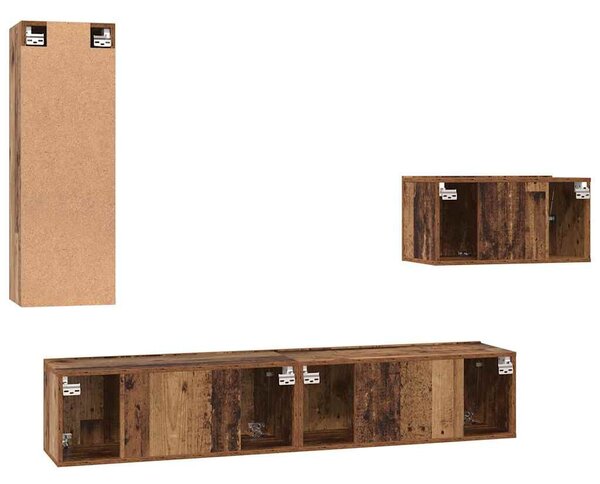 TV szekrény garnitúra 4 pcs Régi fa 30.5 x 30 x 90 cm Faanyag