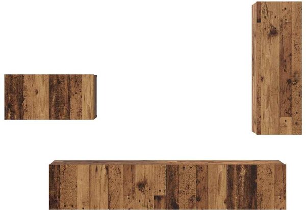 TV szekrény garnitúra 4 pcs Régi fa 30.5 x 30 x 90 cm Faanyag