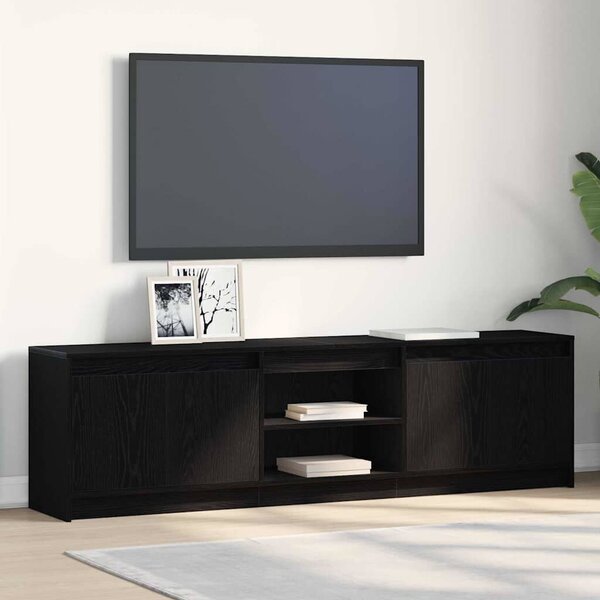 TV szekrény Fekete 182 x 34 x 50 cm Faanyag