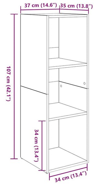 TV szekrény 3 pcs Musta tammi 37 x 35 x 107.5 cm Műanyag Fa