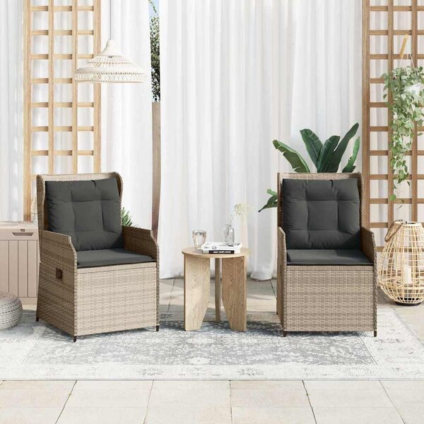 Kerti pad párnával 2 pcs Világosszürke Poli rattan
