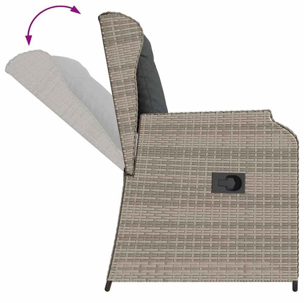 Kerti pad párnával 2 pcs Világosszürke Poli rattan