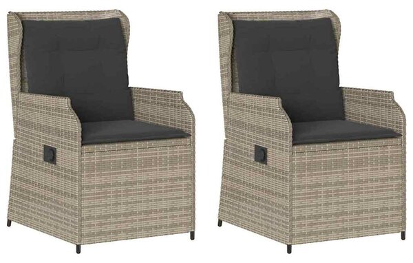 Kerti pad párnával 2 pcs Világosszürke Poli rattan