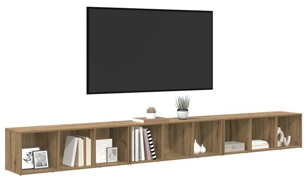 TV szekrény 3 pcs kézműves tölgy 37 x 35 x 107.5 cm Műanyag Fa