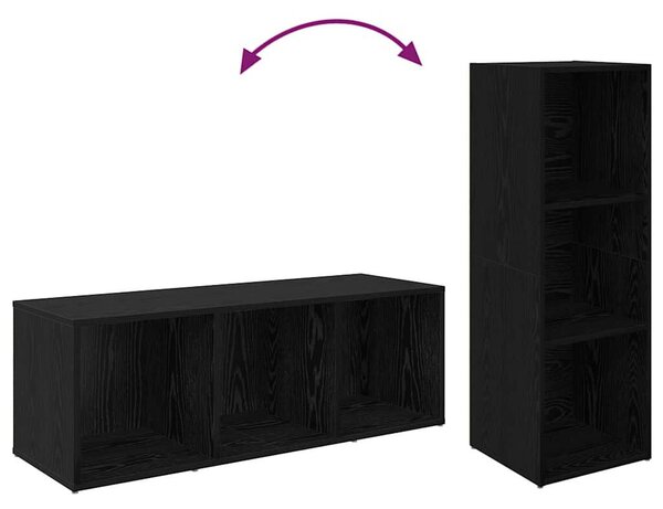 TV szekrény 3 pcs Musta tammi 37 x 35 x 107.5 cm Műanyag Fa