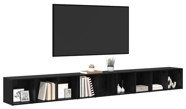 TV szekrény 3 pcs Musta tammi 37 x 35 x 107.5 cm Műanyag Fa