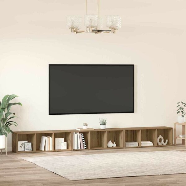TV szekrény 3 pcs kézműves tölgy 37 x 35 x 107.5 cm Műanyag Fa