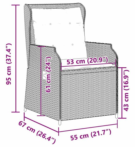 Kerti pad 2 db Barna polirattan