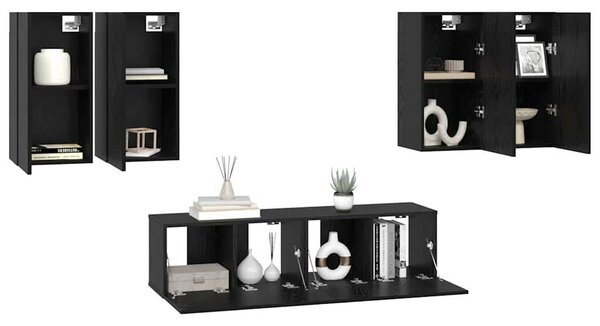 TV szekrény garnitúra 6 pcs Musta tammi 60 x 30 x 30 cm Faanyag