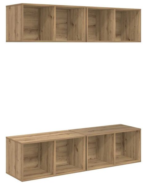 Fali TV Szekrény 4 pcs kézműves tölgy 37 x 37 x 72 cm Faanyag