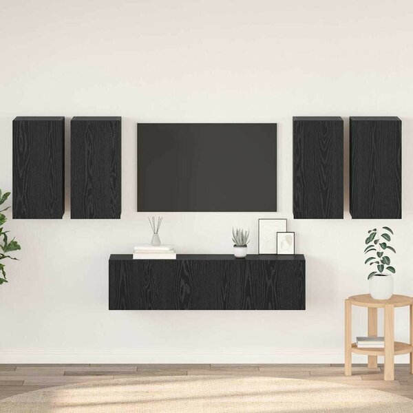 TV szekrény garnitúra 6 pcs Musta tammi 60 x 30 x 30 cm Faanyag
