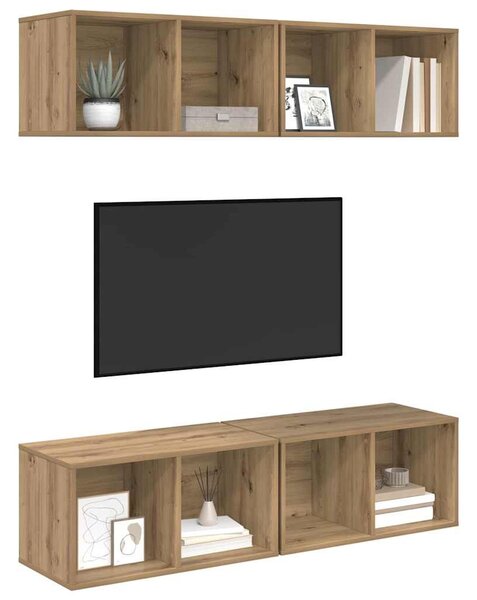 Fali TV Szekrény 4 pcs kézműves tölgy 37 x 37 x 72 cm Faanyag