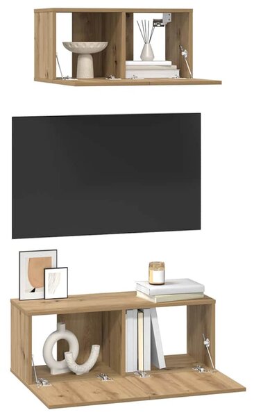 TV szekrény garnitúra 2 pcs kézműves tölgy 80 x 30 x 30 cm
