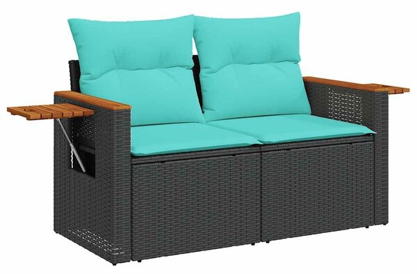 VidaXL 8 részes fekete polyrattan kerti ülőgarnitúra párnákkal