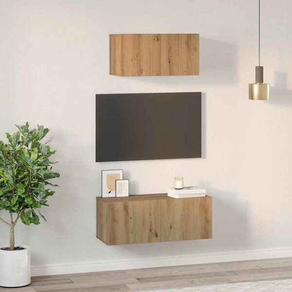 TV szekrény garnitúra 2 pcs kézműves tölgy 80 x 30 x 30 cm