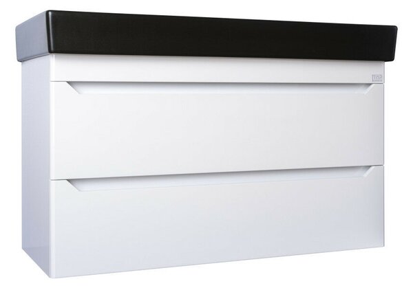 TMP SHARP 100D fali fürdőszobabútor - CeraStyle SHARP FEKETE DUPLA csaplyukas mosdóval - 100 x 48 cm