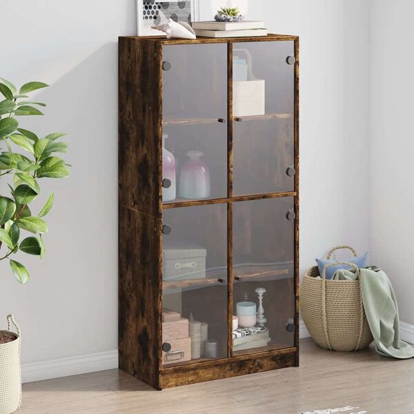 VidaXL füstölt tölgyszínű magasszekrény ajtókkal 68x37x142 cm