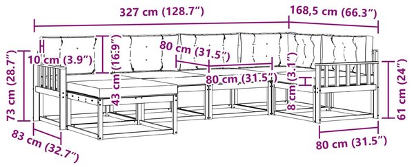 VidaXL Kültéri kanapé szett párnával 6 pcs Természetes és antracit