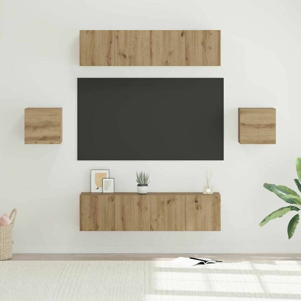 TV szekrény garnitúra 6 pcs kézműves tölgy Faanyag