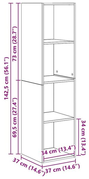 TV szekrény 4 pcs Fekete 37 x 37 x 142.5 cm Faanyag