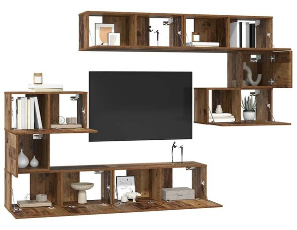 TV szekrény garnitúra 8 pcs Régi fa 80 x 30 x 30 cm Faanyag