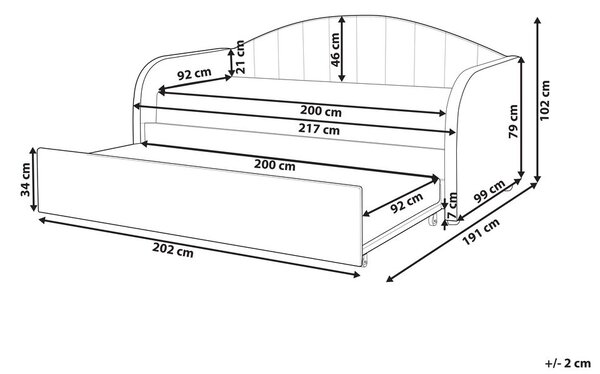 Kihúzható heverő Bársony EYBURIE 90 x 200 cm Szürke