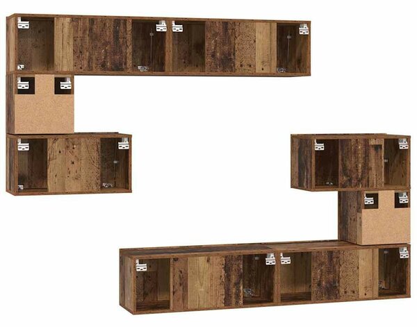 TV szekrény garnitúra 8 pcs Régi fa 80 x 30 x 30 cm Faanyag