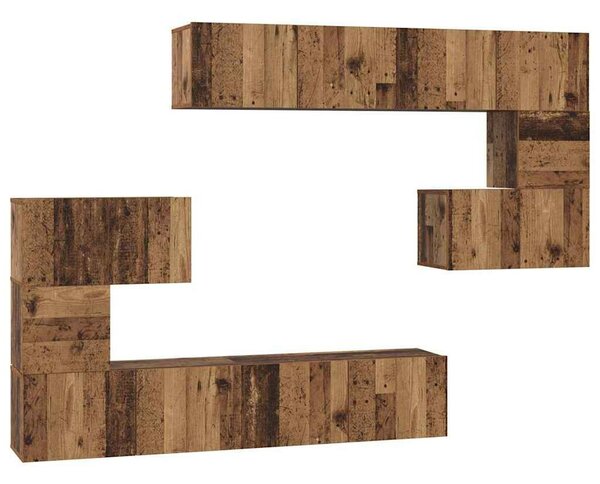 TV szekrény garnitúra 8 pcs Régi fa 80 x 30 x 30 cm Faanyag