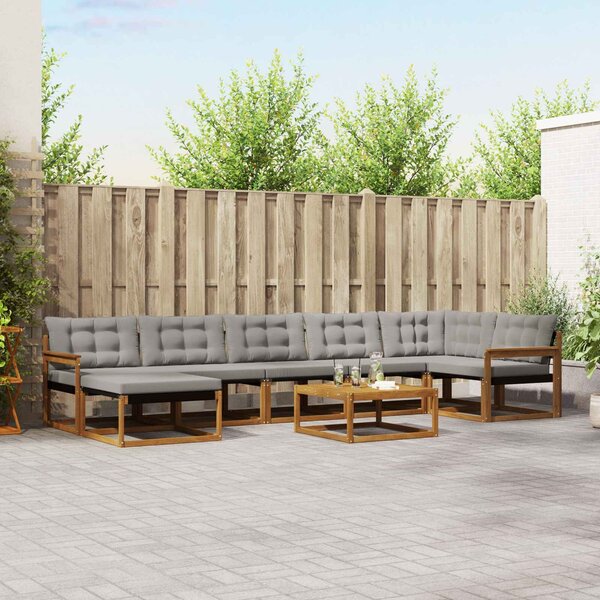VidaXL Kültéri kanapé szett 8 pcs Természetes és Világosszürke