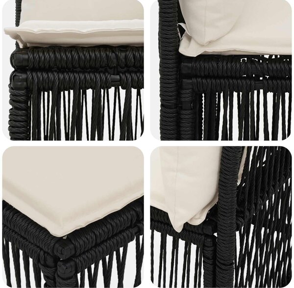 VidaXL Kerti Kanapé Szett 12 pcs Fekete polirattan