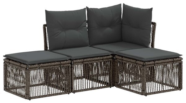 VidaXL Kerti Kanapé Szett 4 pcs Szürke polirattan