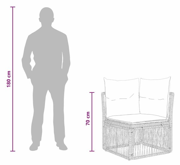 VidaXL Kerti Kanapé Szett 13 pcs Szürke polirattan